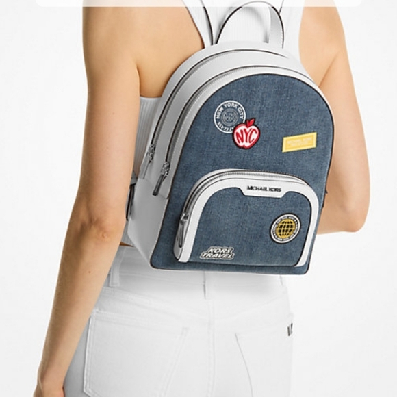 Michael Kors Jaycee Medium Embellished Denim Backpack - Picture 4 of 13